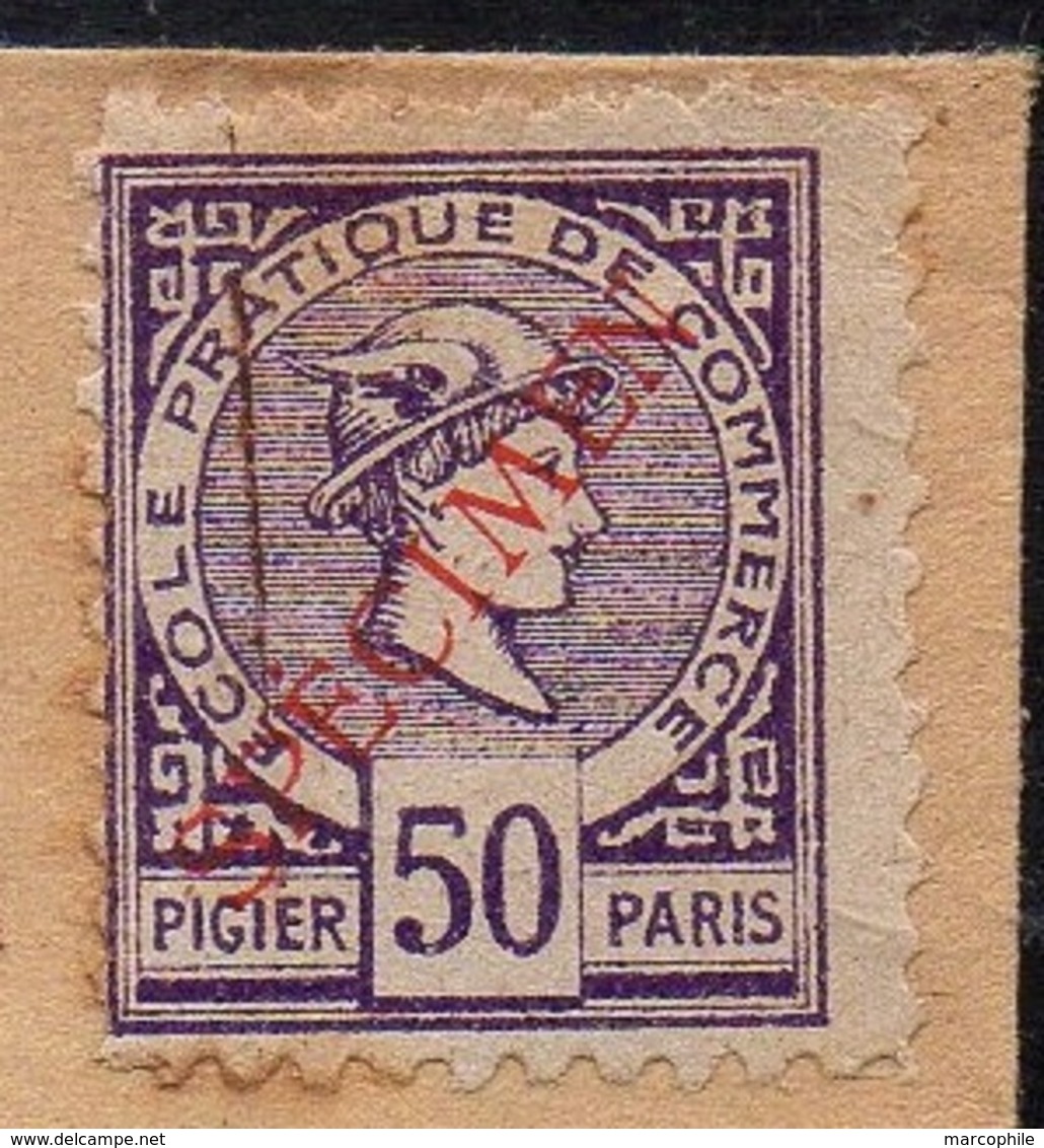 FRANCE - ECOLE PIGIER / TIMBRE "SPECIMEN" 50 C. VIOLET SUR LETTRE (ref 7495) - Instructional Courses