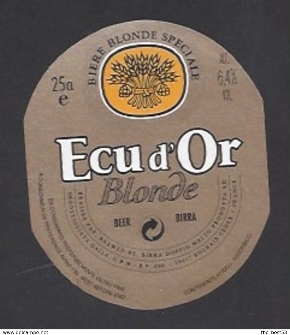 Etiquette De Bière Blonde -  Ecu D'Or -  GBM  à  Roubaix   (59) - Beer