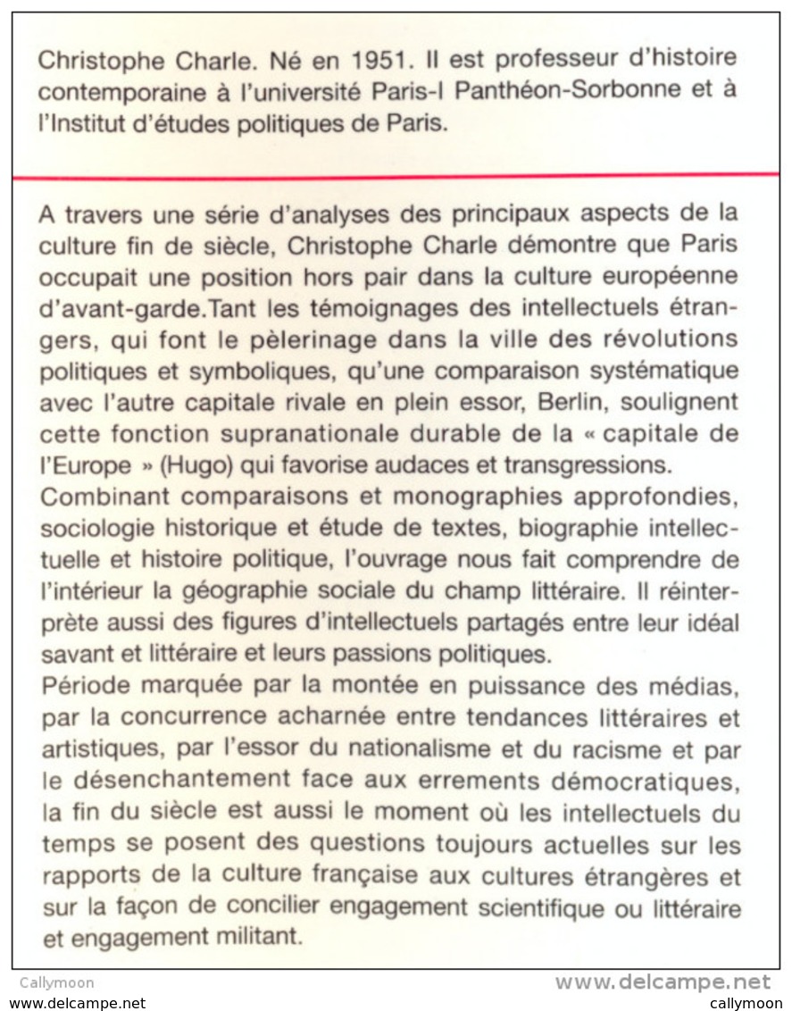 Paris, Fin De Siècle - Christophe Charles. - Histoire