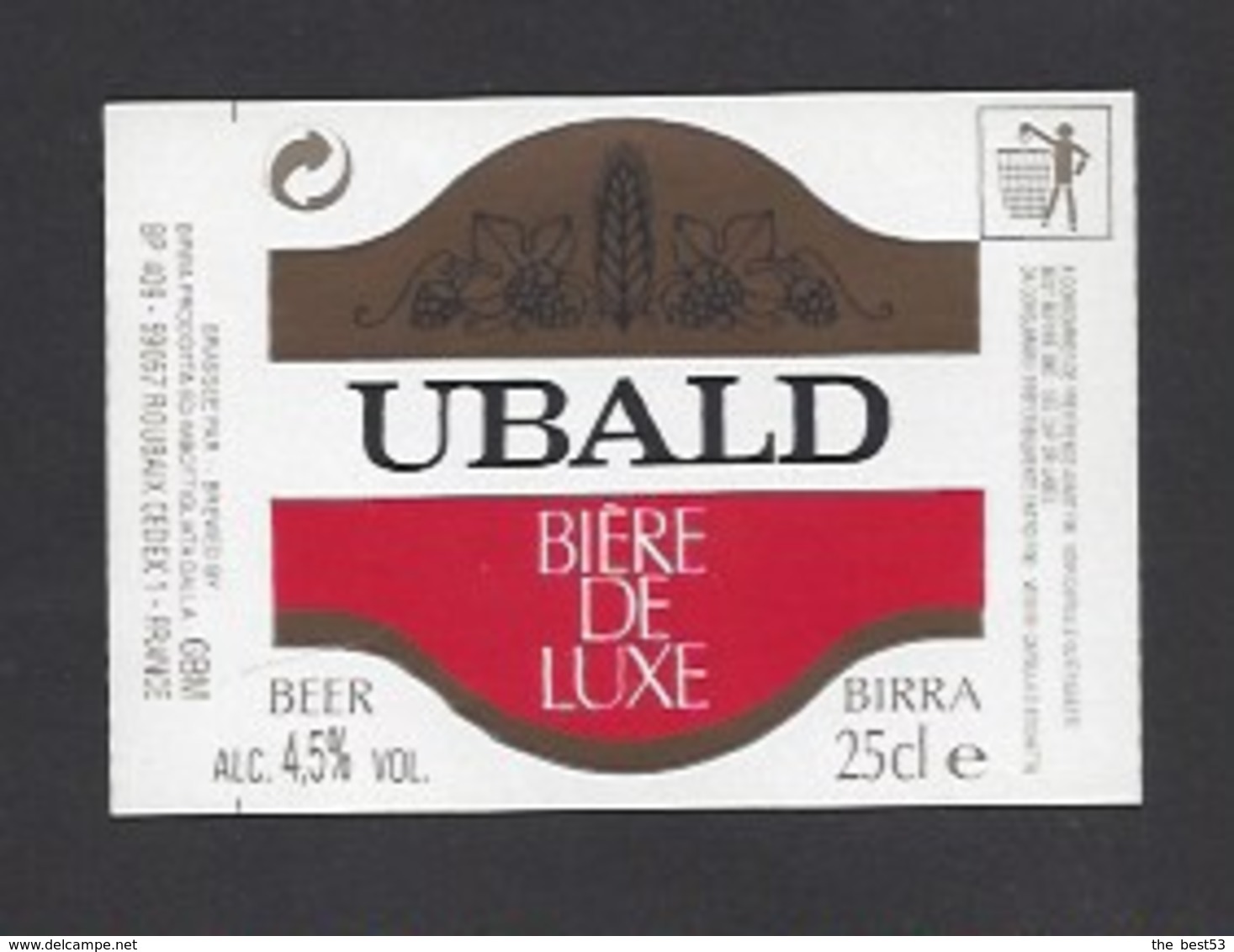 Etiquette De Bière De Luxe    -  Ubald -   GBM à  Roubaix   (59) - Beer