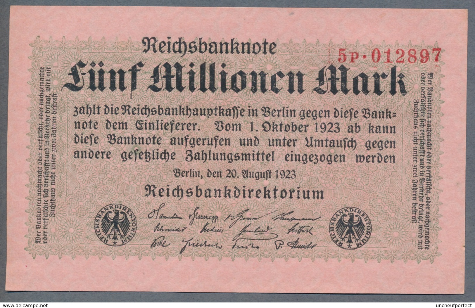 P105 Ro104b DEU-117b. 5 Million Mark 1923 UNC - 5 Millionen Mark