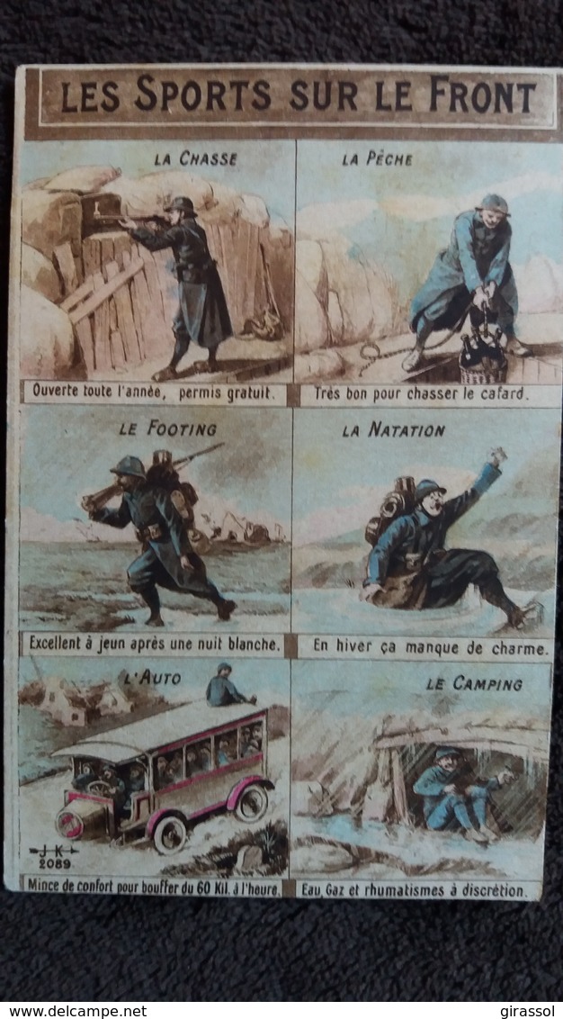 CPA  LES SPORTS SUR LE FRONT LA CHASSE LA PECHE LE FOOTING LA NATATION L AUTO LE CAMPING  POILU  GUERRE 14 18 - Guerre 1914-18