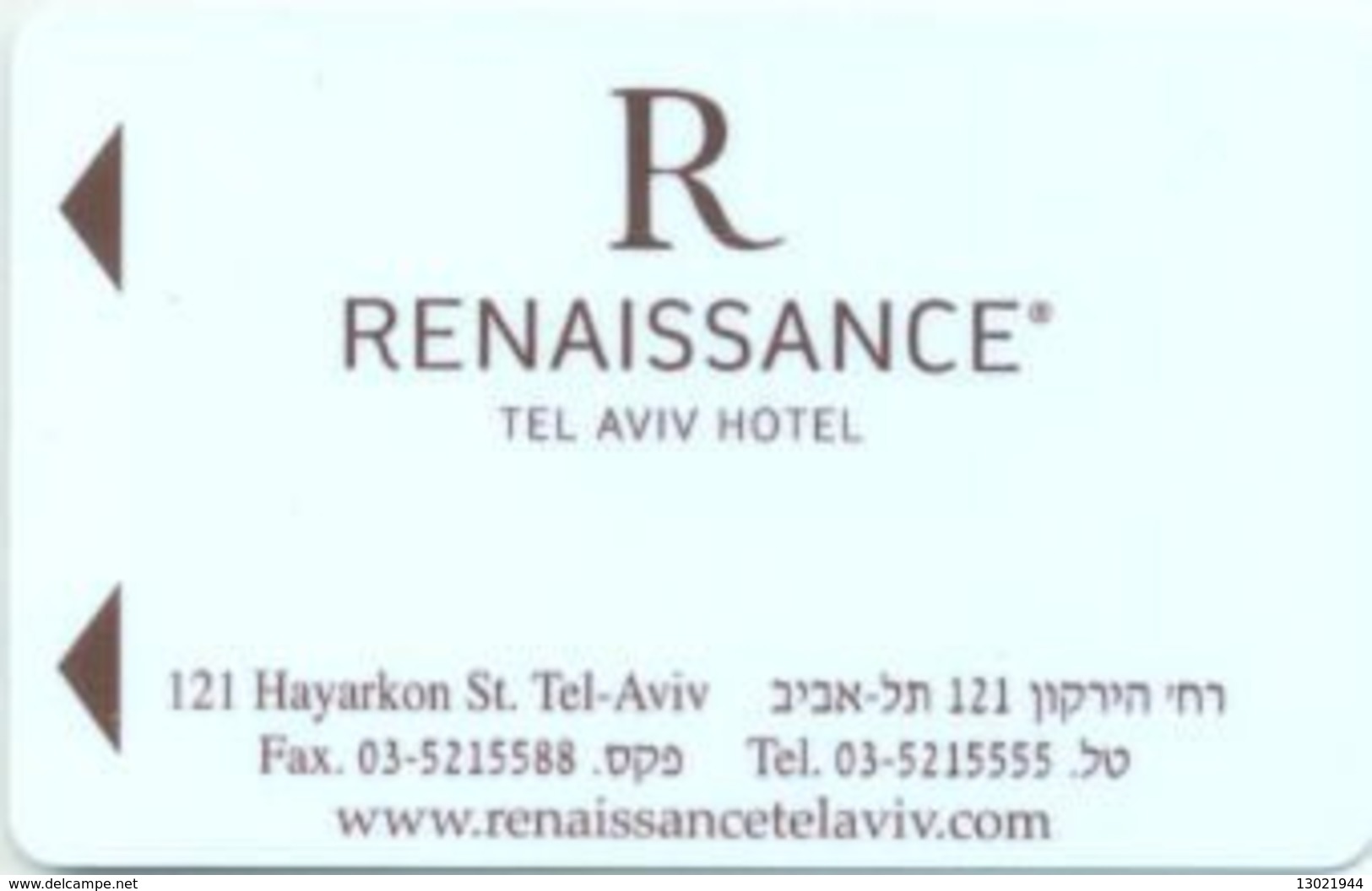 ISRAELE KEY HOTEL  Renaissance Tel Aviv Hotel - Hotelkarten