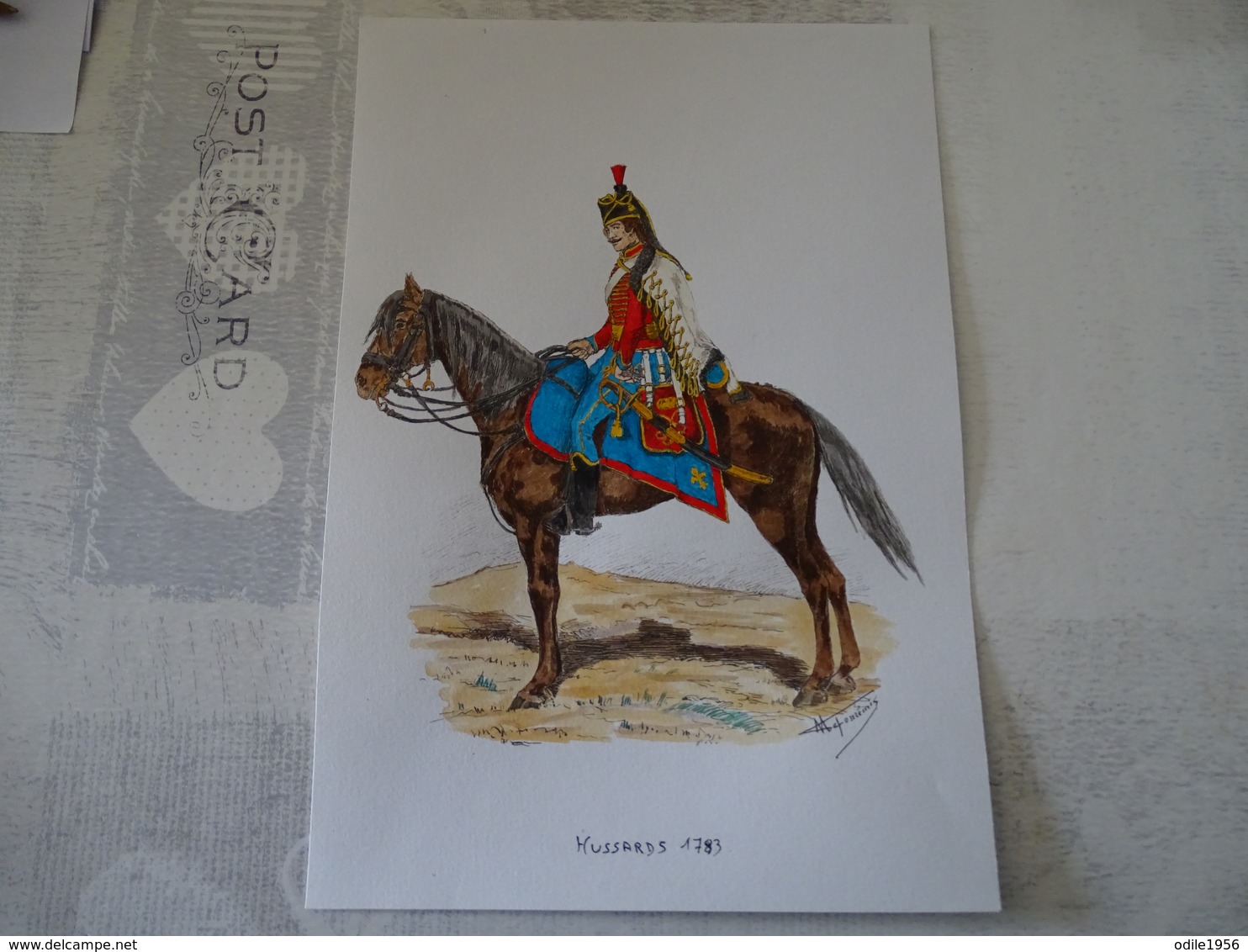 PLANCHE AQUARELLEE HUSSARDS 1783 - Estampes & Gravures