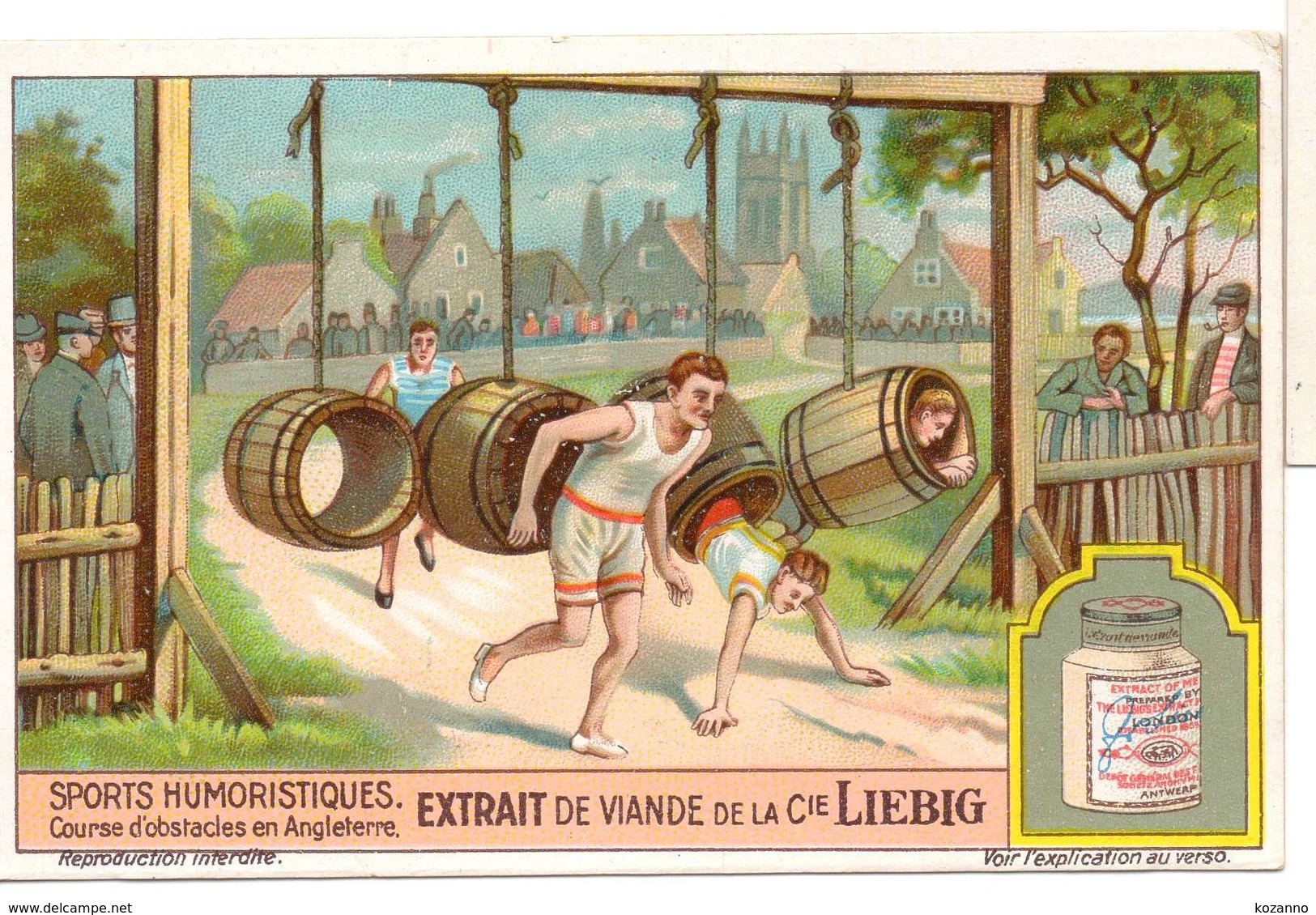 S1232- CHROMO LIEBIG - 1929 -  " SPORTS HUMORISTIQUES " : COURSE D'OBSTACLES EN ANGLETERRE - Liebig