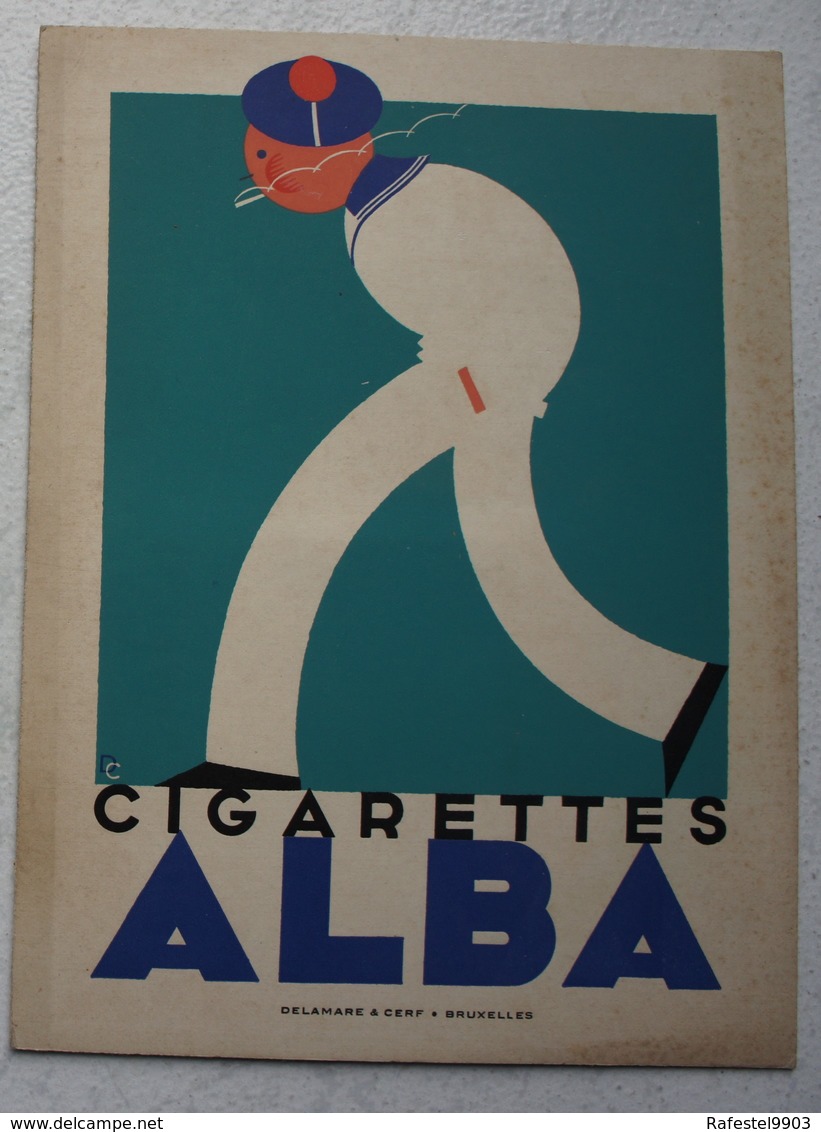 Carton Publicitaire Cigarettes ALBA  Cigarette Tabac Tobacco Illustration DC Marin Fumant PUB - Autres & Non Classés