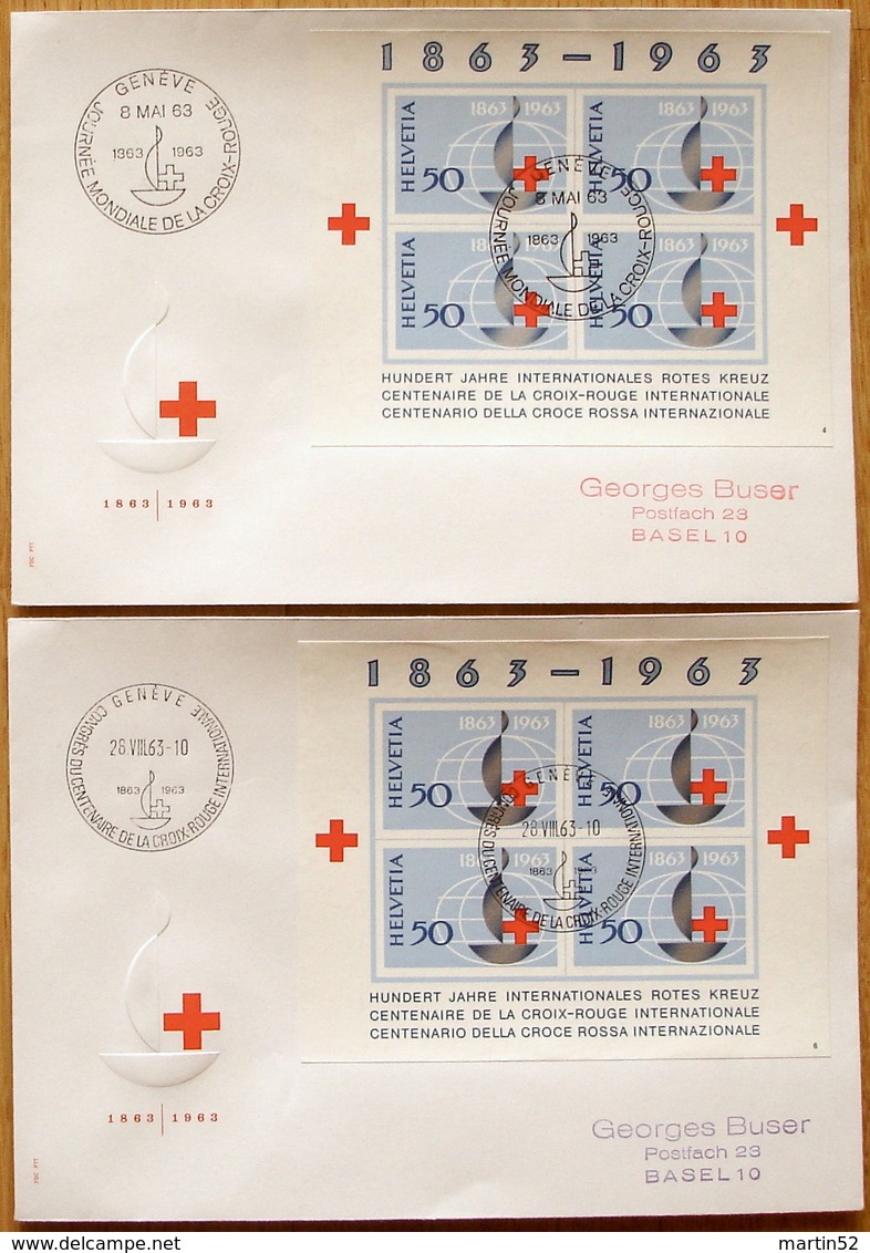 Schweiz 1963: Zu WIII 40 Mi Block 19 Yv BF 19 "Rotes Kreuz / Croix Rouge" Mit O GENÈVE 8.MAI 63 & CONGRÈS 28.VIII.63 - Croix-Rouge