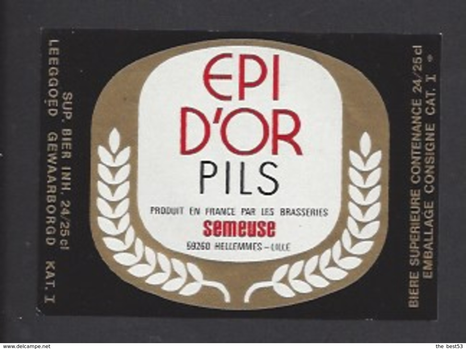 Etiquette De Bière  Pils   -  Epi D'Or -   Brasserie Semeuse à Hellemmes Lille   (59) - Beer