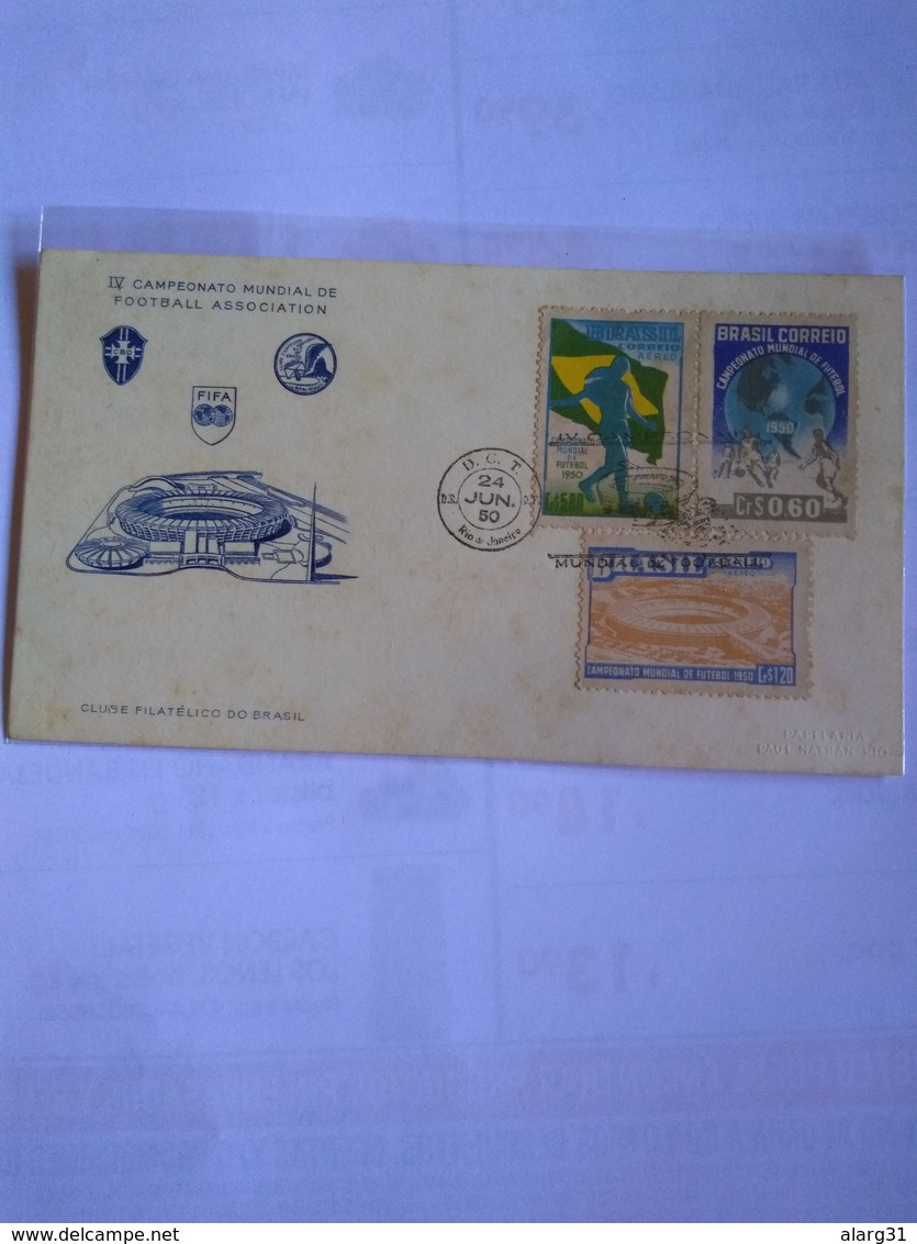 Brasil First Day Card Illustrated With One Pmk World Cup 1950 24 June - 1950 – Brazil