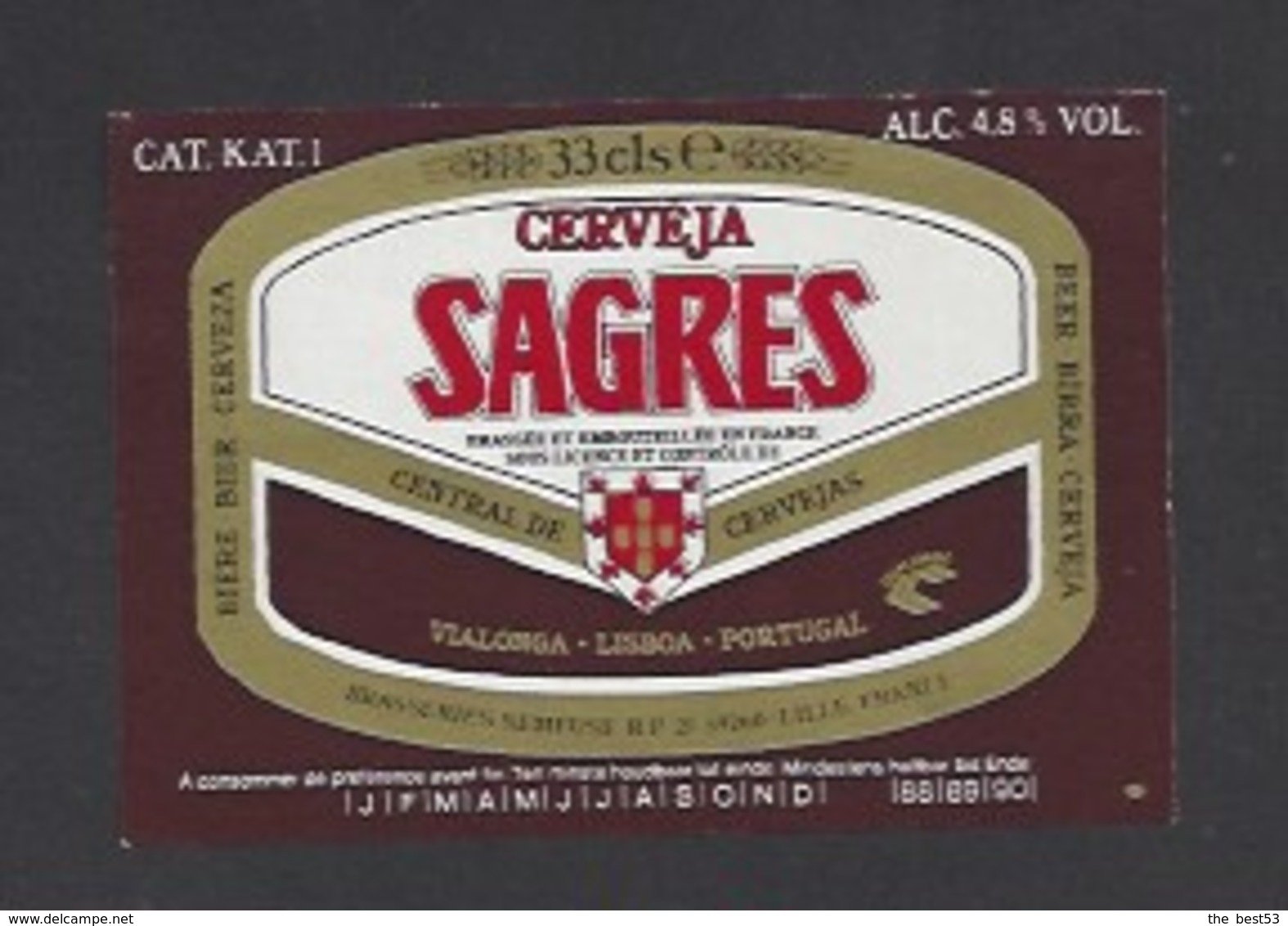 Etiquette De Bière   -  Sagres  -   Brasserie Semeuse à Hellemmes Lille   (59) - Beer