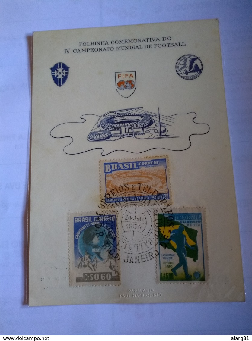 Brasil First Day Card Illustrated With One Pmk World Cup 1950 24 June - 1950 – Brazilië