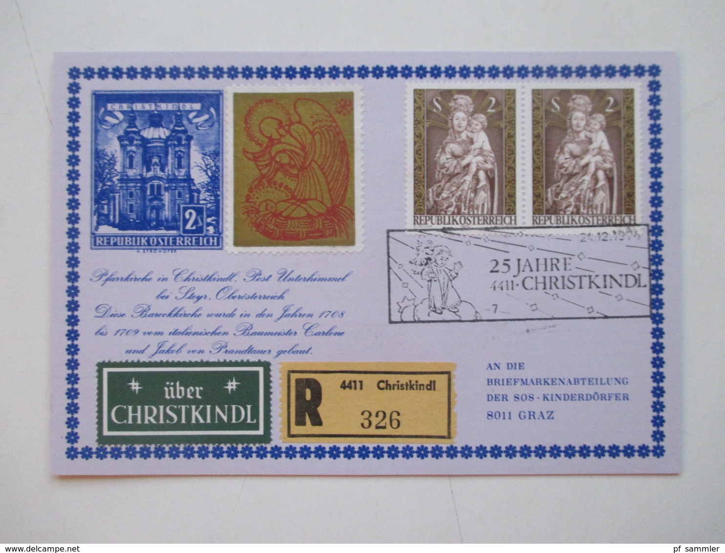 Belegeposten Österreich Christkindl 1956 - 2012 mit über 60 Stk. etl. Leitzettel über Christkindl Fundgrube!! Reco usw.