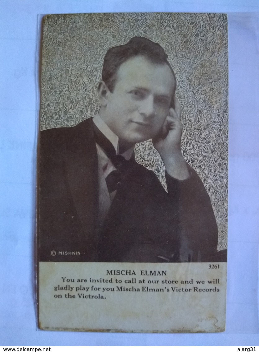 Usa Mischa Elman Ucrania Violinist Victor Records Publicity Postcard Early - Autres & Non Classés