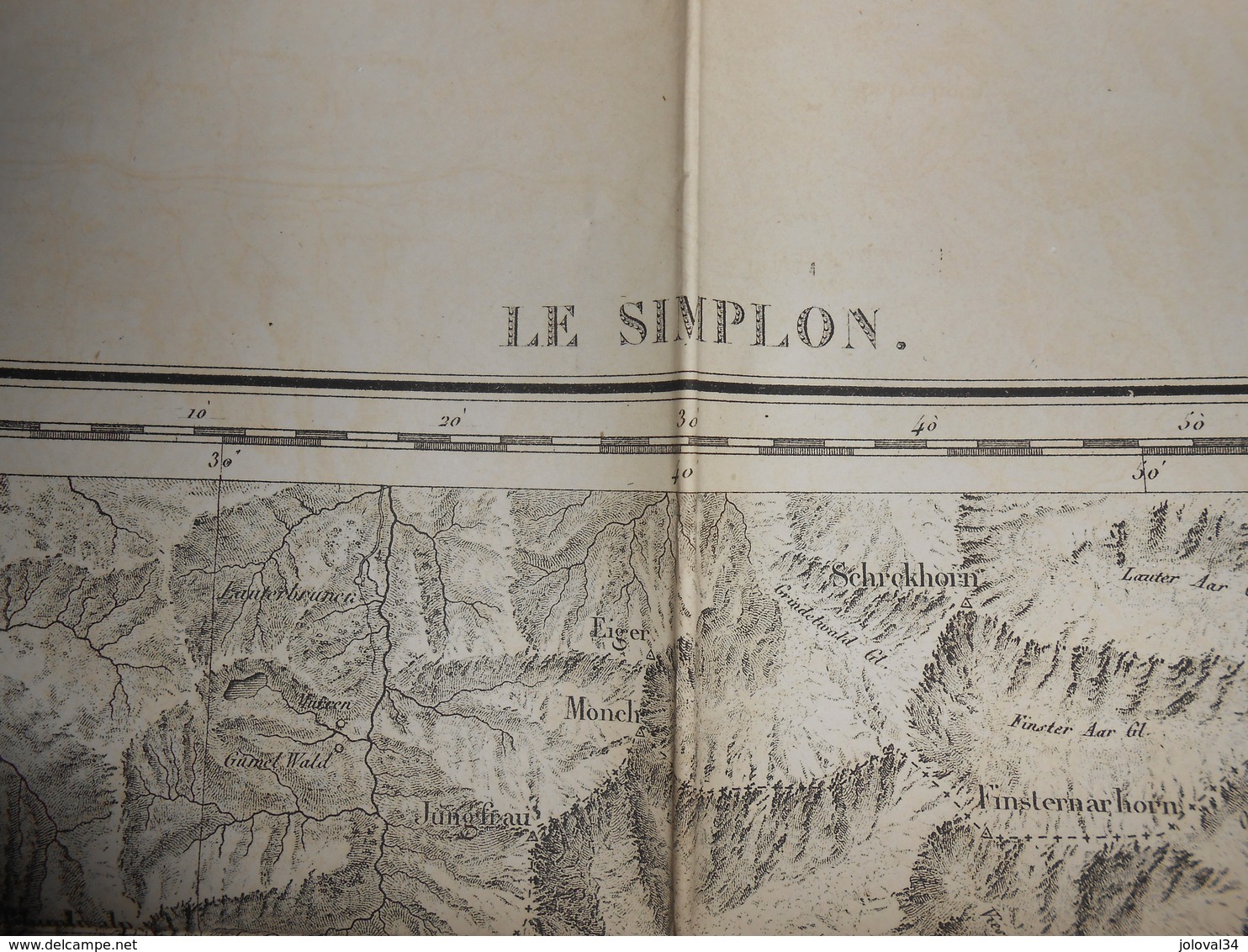 Carte Topographique LE SIMPLON De Raymond 1860 - Cachet 43ème Régiment Artillerie Vincennes - Militaria - Mapas Topográficas