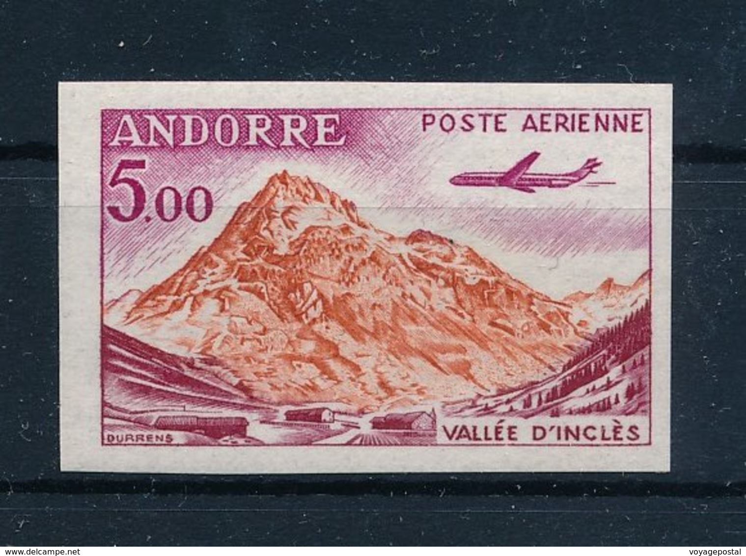 TIMBRE ANDORRE POSTE AERIENNE PA VALLEE INCLES NON DENTELE ANDORRA - Airmail