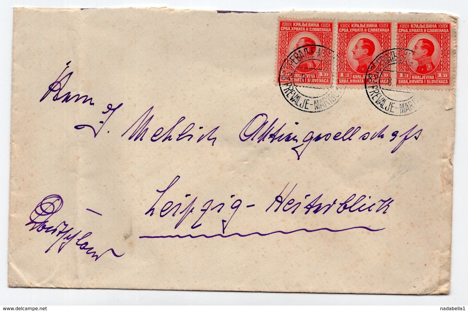 1920? KINGDOM OF SHS, SLOVENIA, TPO 82 PREVALJE- MARIBOR, SENT TO LEIPZIG, GERMANY - Covers & Documents