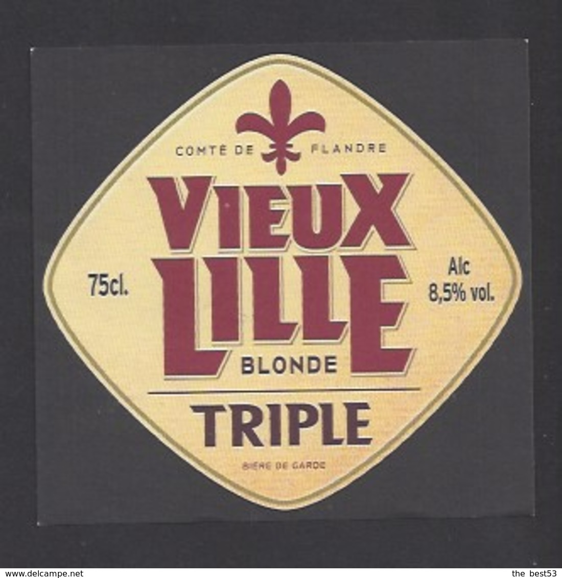Etiquette De Bière Blonde (mat)  -  Vieux Lille - Brasserie De Saint Amand Les Eaux (59) - Beer
