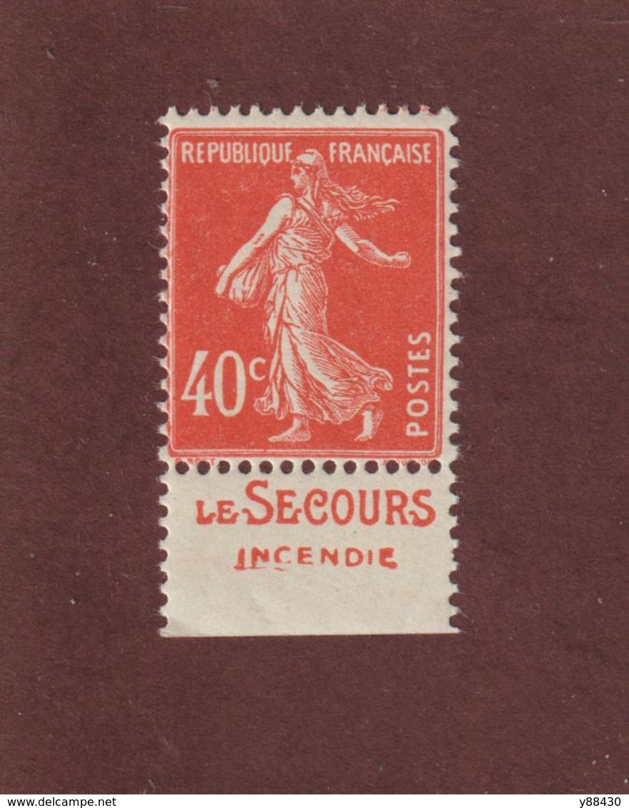 Timbre PUB - 194 C4 - 1 Timbre Type Semeuse Fond Plein à 40c Vermillon De 1924/1926 - LE SECOURS  INCENDIE - 2 Scannes - Sonstige & Ohne Zuordnung