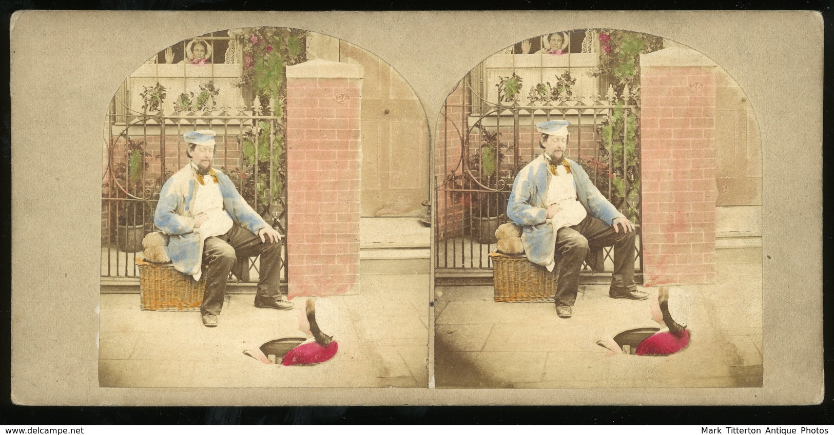 Tinted Stereoview - Victorian Genre Scene - Stereoscopes - Side-by-side Viewers