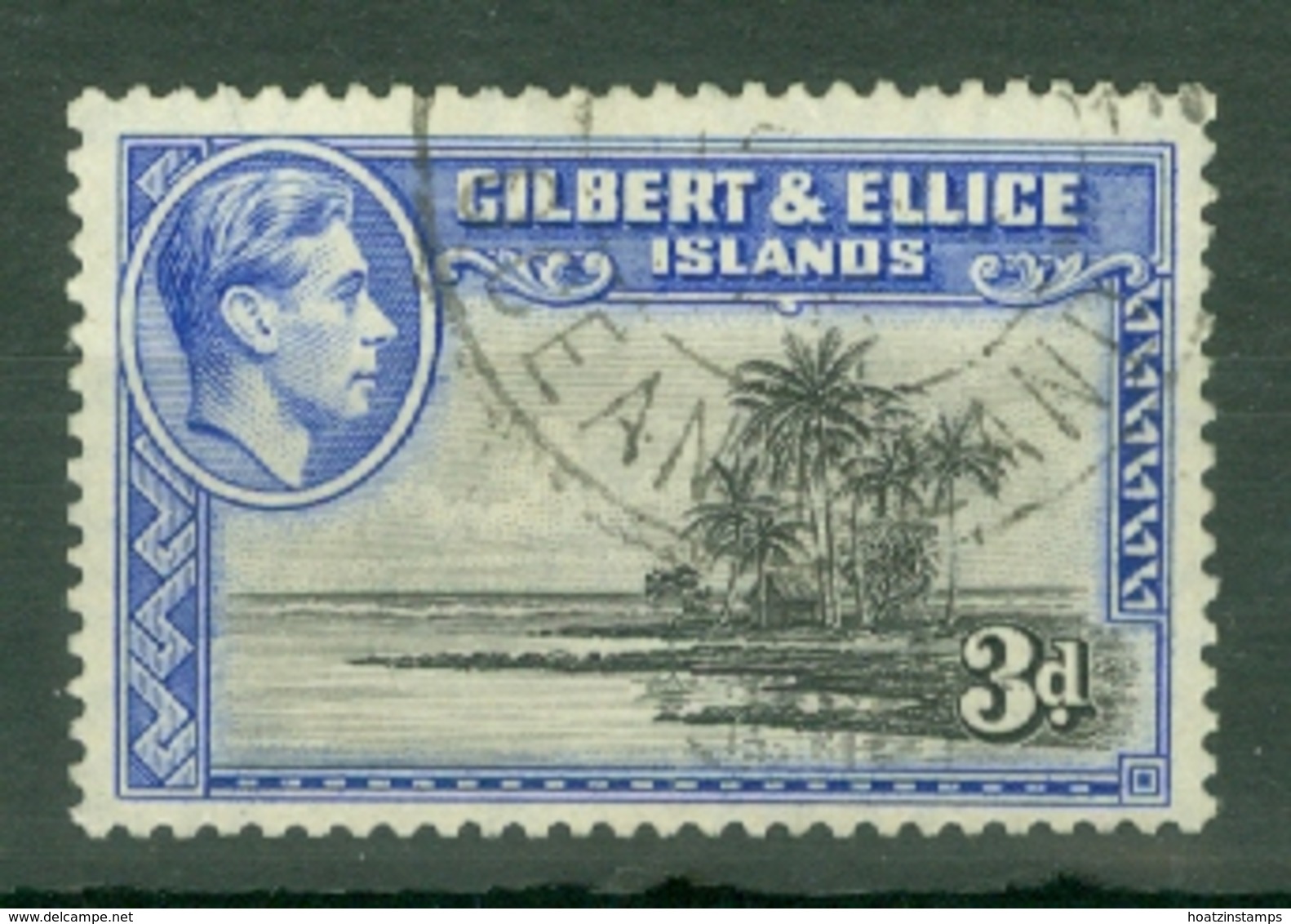 Gilbert & Ellice Islands: 1939/55   KGVI    SG48   3d  [Perf: 13½]   Used - Gilbert & Ellice Islands (...-1979)