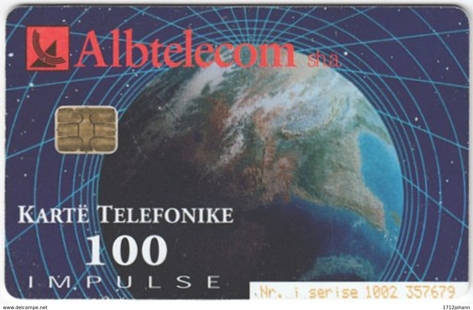 ALBANIA A-069 Chip Albtelecom - Map, Globe - Used - Albanien