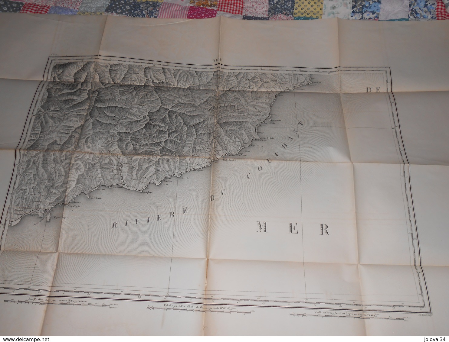 Carte Topographique NICE De Raymond 1860 - Cachet 43ème Régiment Artillerie Vincennes - Militaria - Cartes Topographiques