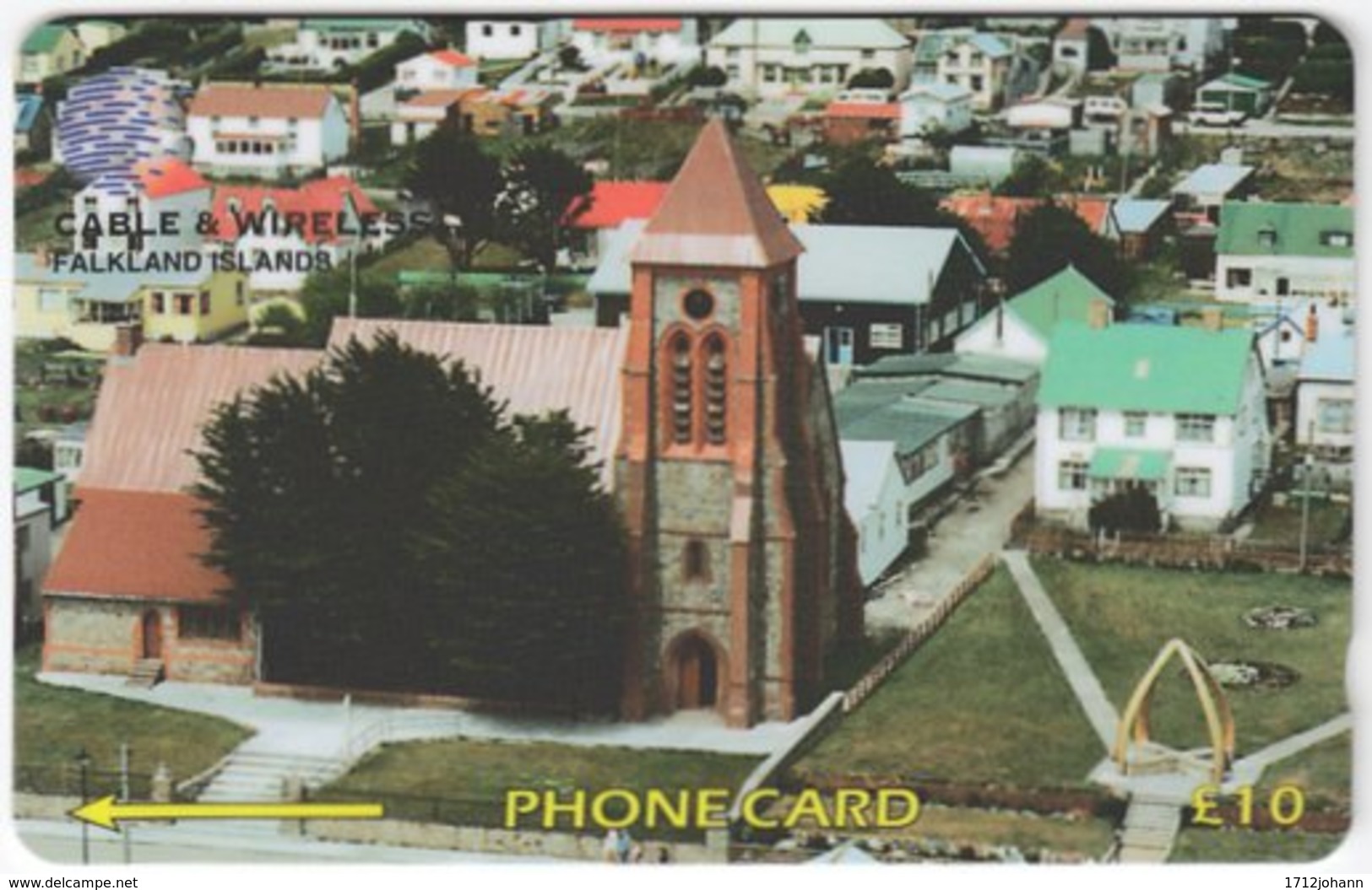 FALKLAND ISLANDS A-123 Magnetic Cable&Wireless - Religion, Church - 195CFKA - Used - Isole Falkland