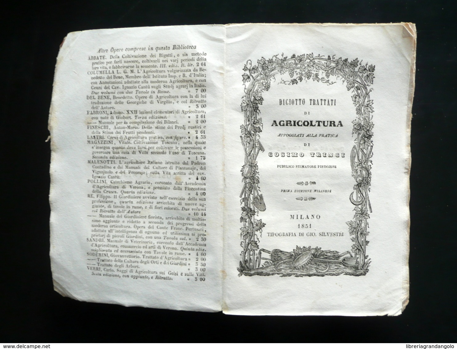 Trinci Diciotto Trattati Di Agricoltura Silvestri Milano 1851 1° Ed. Milanese - Non Classés