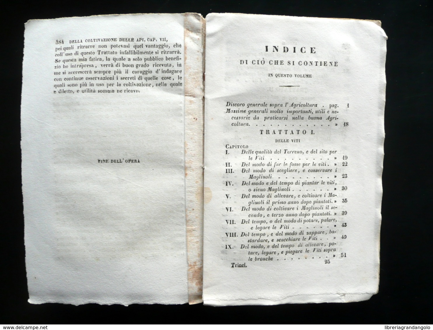 Trinci Diciotto Trattati di Agricoltura Silvestri Milano 1851 1° Ed. Milanese