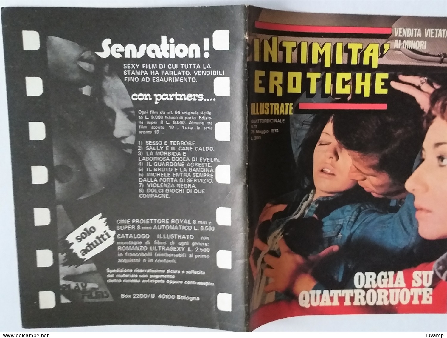 INTIMITà EROTICHE ILLUSTRATE- N.11   DEL  28 MAGGIO 1974  ( 101219) - Premières éditions