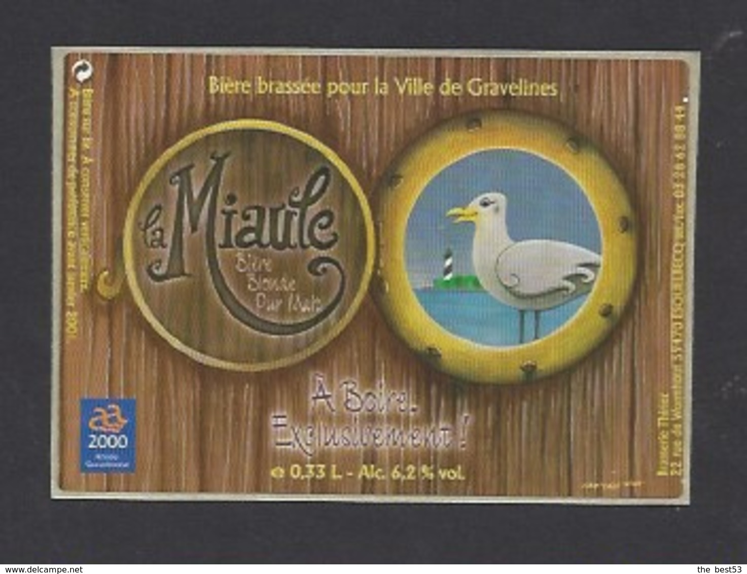 Etiquette De Bière Blonde   -  La Miaule -  Brassée Pour La Ville De Gravelines  -  Brasserie Thiriez à Esquelbecq  (59) - Beer