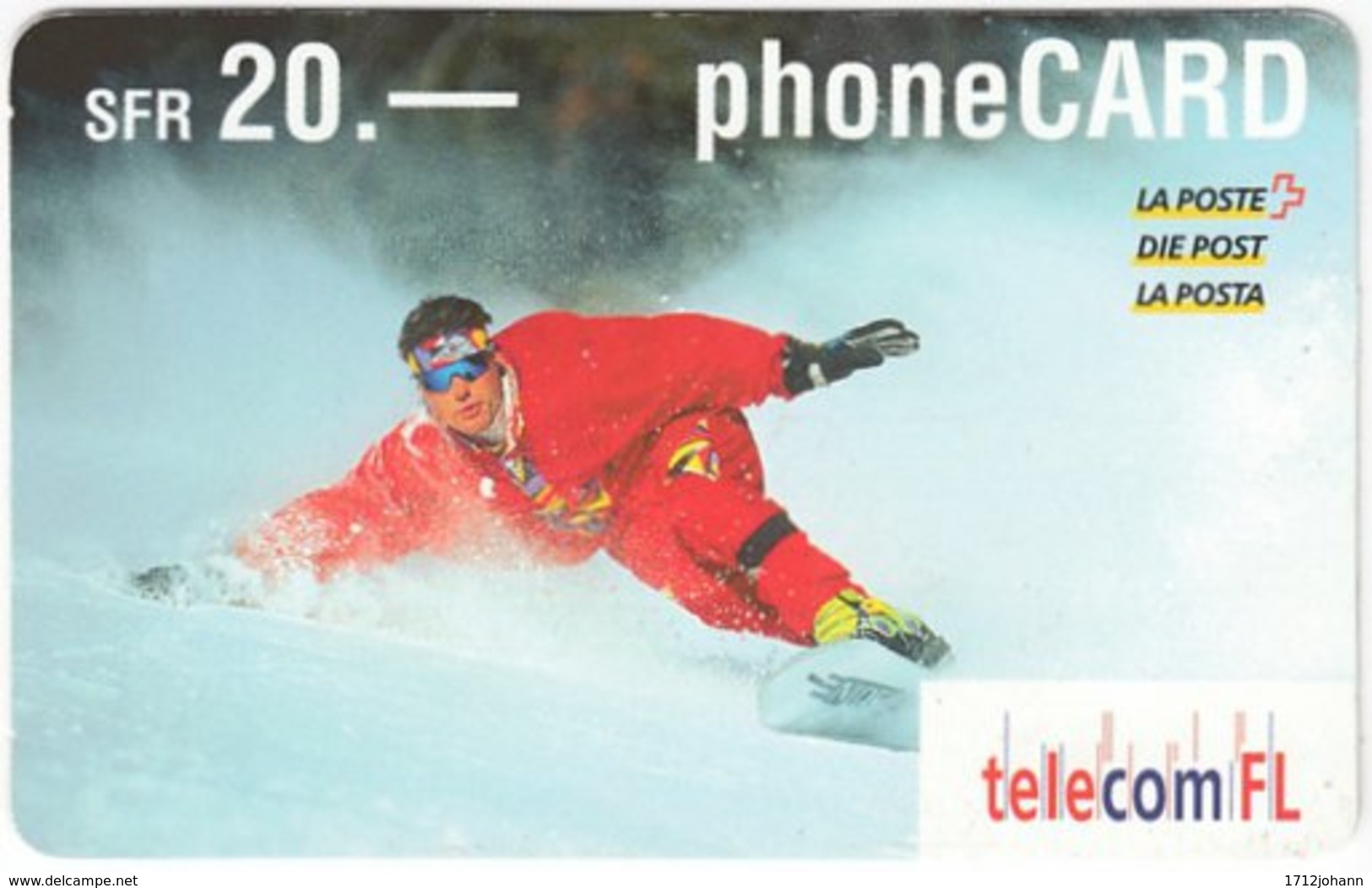 LIECHTENSTEIN A-063 Prepaid TelecomFL - Leisure, Snowboarding - Used - Liechtenstein