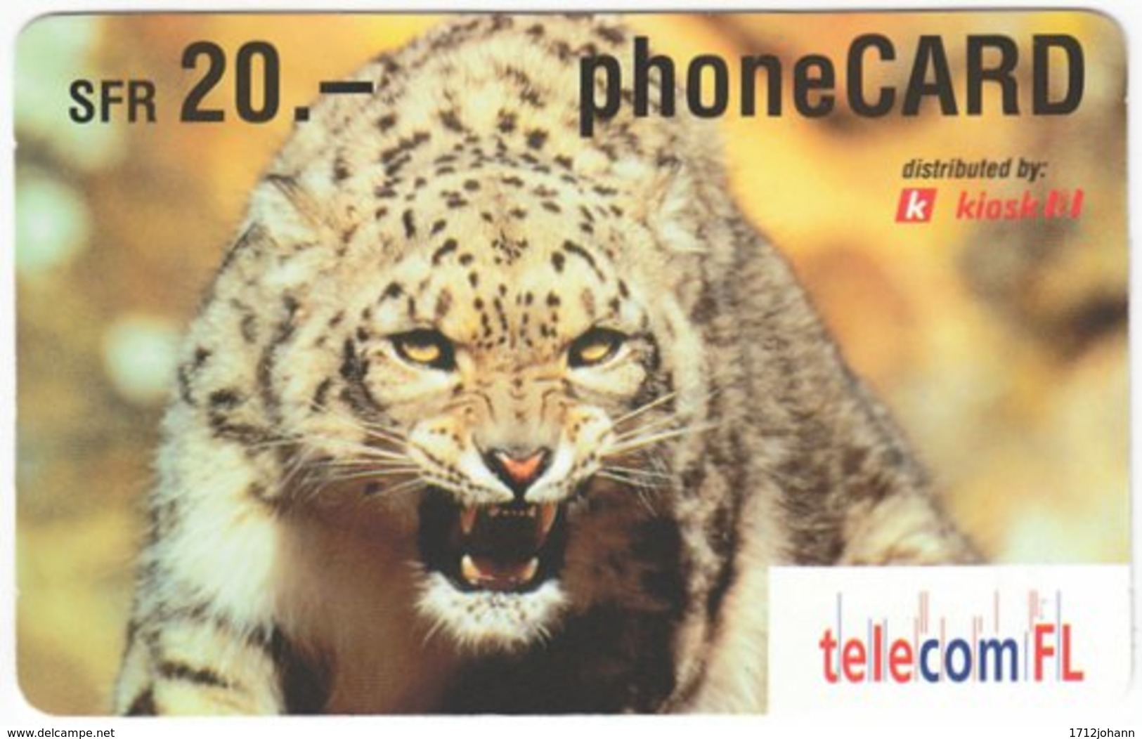 LIECHTENSTEIN A-064 Prepaid TelecomFL - Animal, Cat, Leopard - Used - Liechtenstein