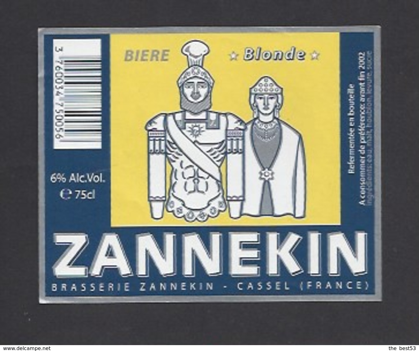Etiquette De Bière Blonde   -  Brasserie  Zannekin  à  Cassel (59) - Beer