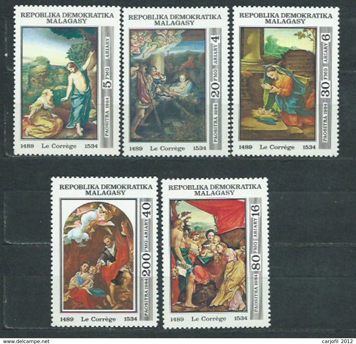 Madagascar - Correo 1984 Yvert 709/13 ** Mnh  Pinturas Corr�ge - Madagascar (1960-...)