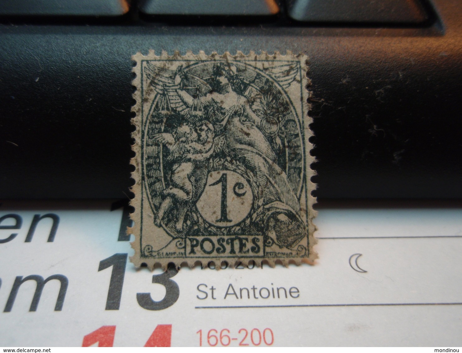 Timbre 1 Centime Type Blanc Ardoise Oblitéré - 1900-29 Blanc