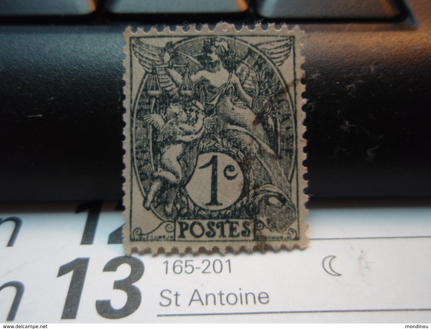 Timbre 1 Centime Type Blanc Ardoise Oblitéré - 1900-29 Blanc