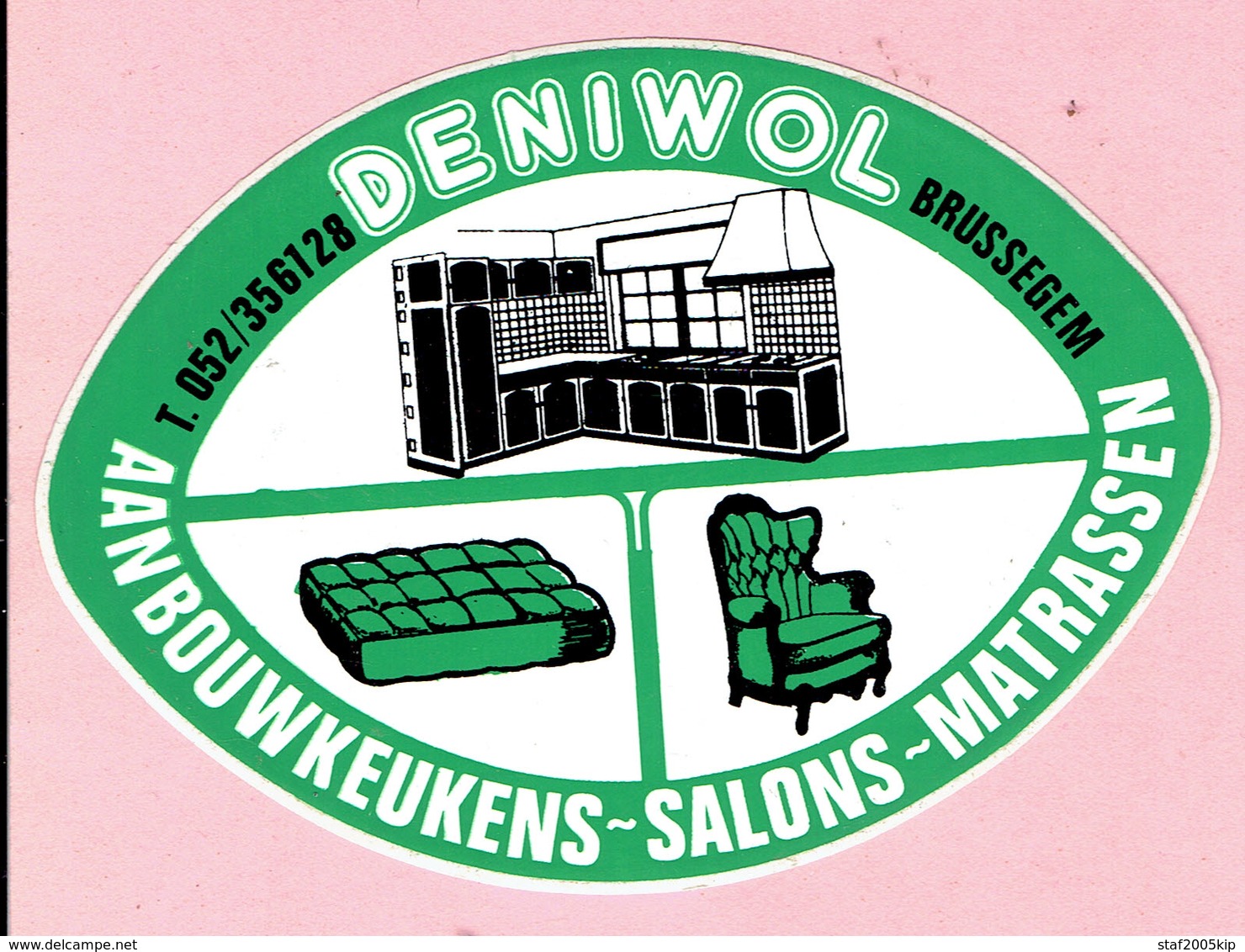 Sticker - DENIWOL - Brussegem - Aanbouwkeukens-Salons-Matrassen - Autocollants