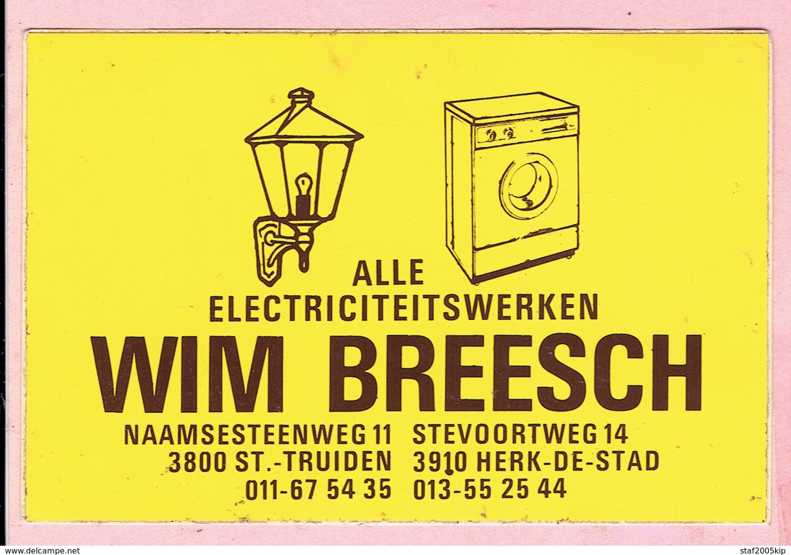 Sticker - Alle Electriciteitswerken WIM BREESCH - Naamsesteenweg Sint Truiden - Stevoortweg Herk De Stad - Pegatinas