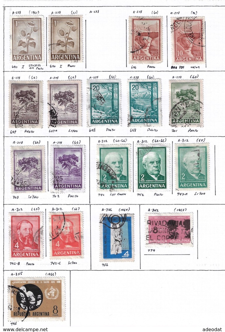 ARGENTINA 1926-1976 COLLECTION 307 STAMPS