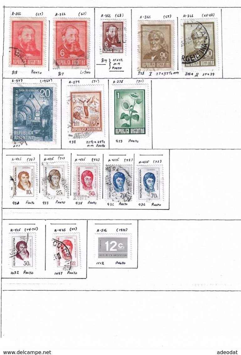 ARGENTINA 1926-1976 COLLECTION 307 STAMPS