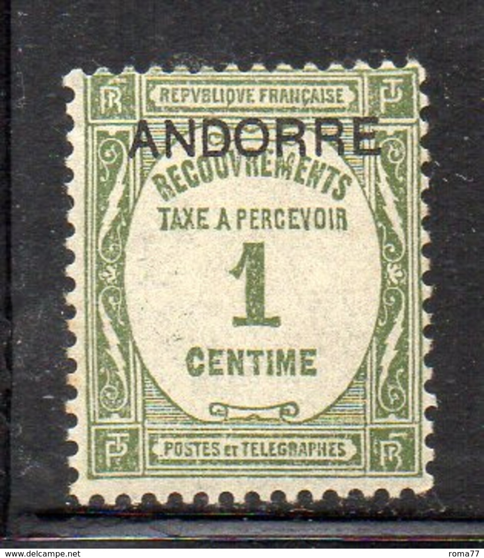 XP5022 - ANDORRA FRANCESE 1931,  Segnatasse 1 Cent N. 9  * Linguella (2380A) - Neufs