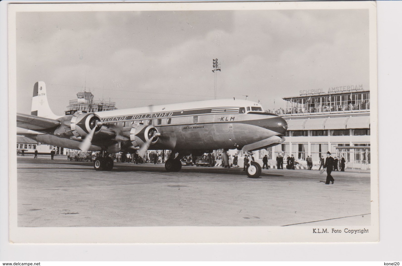 Vintage Rppc KLM K.L.M. Royal Dutch Airlines Lockheed Douglas Dc-6 Aircraft @ Schiphol Airport - 1919-1938: Entre Guerres