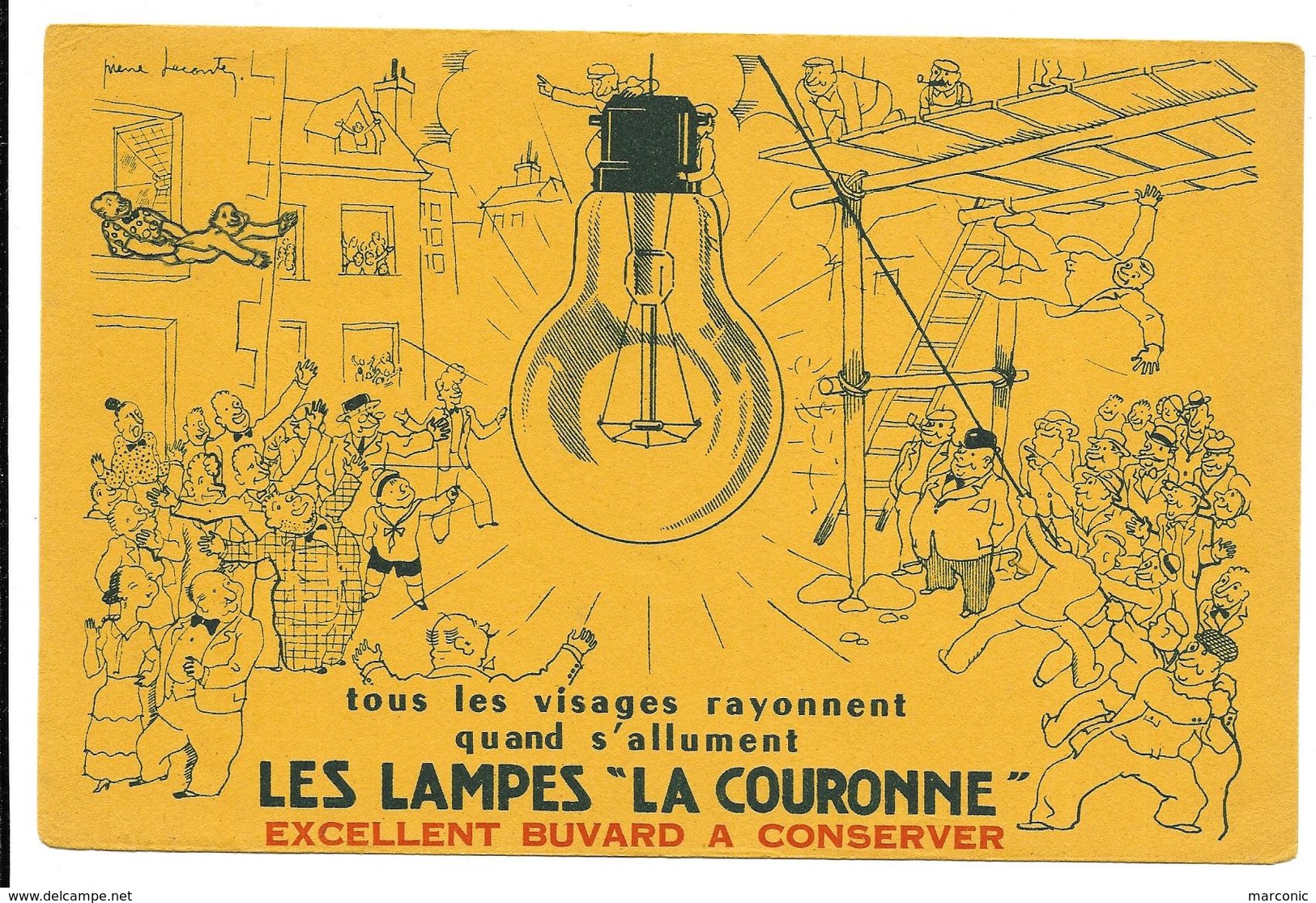 Buvard  Les LAMPES LA COURONNE, Illustré Par Pierre Leconte - Electricité & Gaz