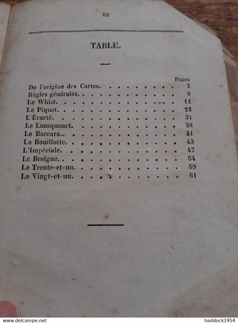 Le Livre Des Régles Des Jeux De Cartes Anciens Et Modernes JULIEN LEMER  Ploche 1852 - Jeux De Société