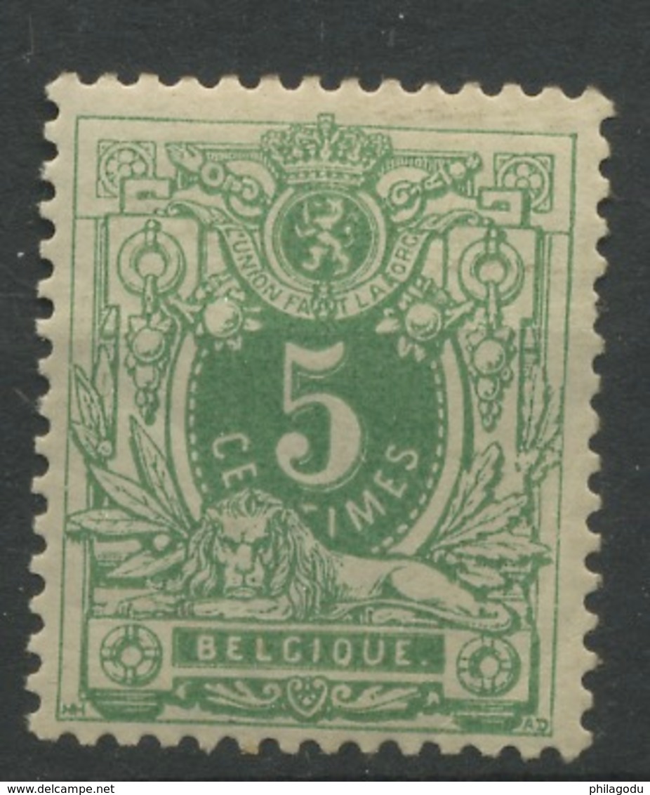 45 ** 5C VERT Neuf SANS Charnière  POSTFRIS  Heel Fris.   Cote 220,- Euros + Supplément  Bon Centrage - 1884-1891 Leopoldo II