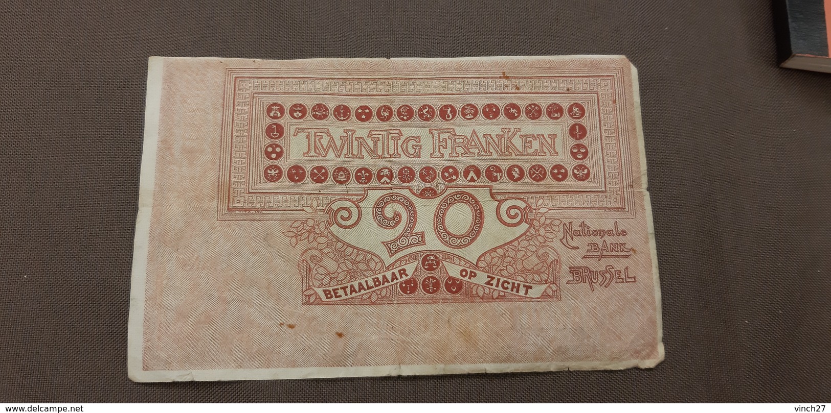 Billet Banque 20 Francs Belge 11 Décembre 1919 - 20 Francs