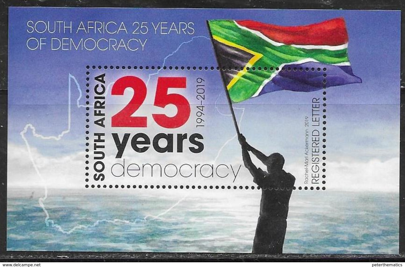 SOUTH AFRICA, 2019, MNH, 25 YEARS OF DEMOCRACY, FLAGS, S/SHEET - Timbres