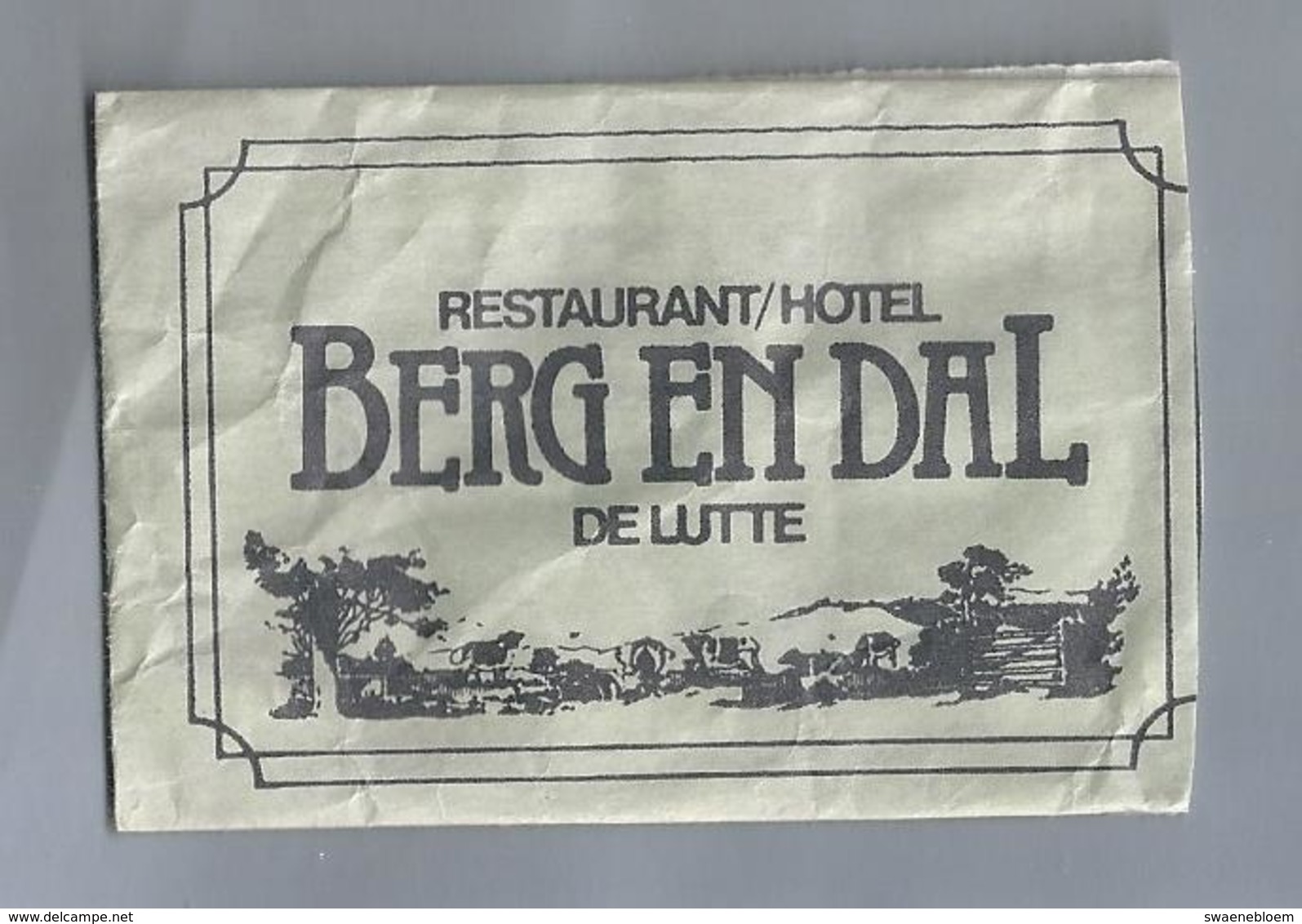 Suikerzakje.- DE LUTTE. RESTAURANT HOTEL - BERG EN DAL -. Bentheimerstraat 34. Sugar Sucre Zucchero Zucker - Suiker