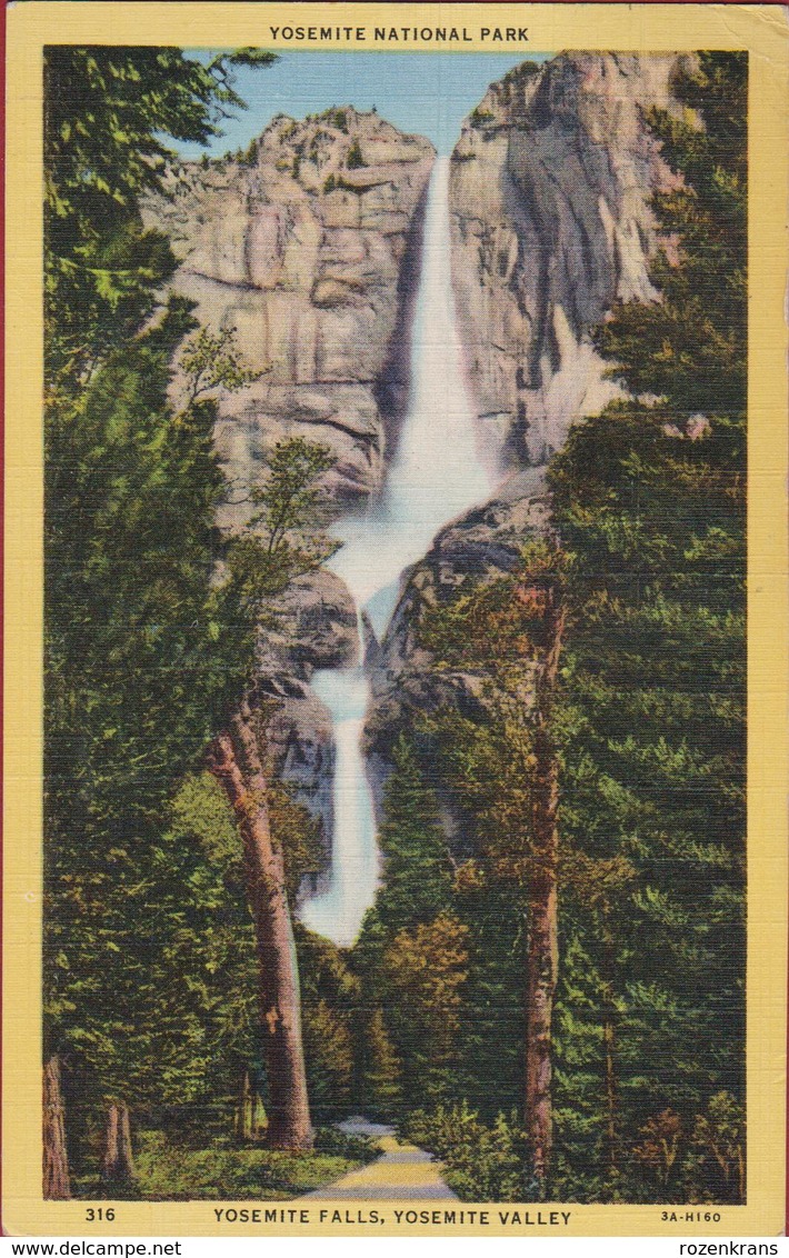 Yosemite Falls Valley National Park Sierra Nevada California United States USA Vintage Postcard 1948 - Yosemite